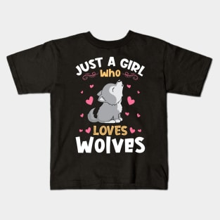 Just a Girl who Loves Wolves Wolf Kids T-Shirt